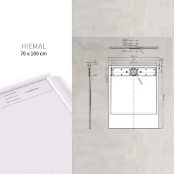Saniverre Receveur de douche HIEMAL 70 x 100 cm résine Blanc aspect ardoise + bonde incluse -* Receveur De Douche