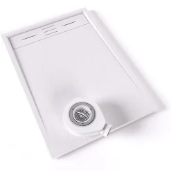 Saniverre Receveur de douche HIEMAL 70 x 100 cm résine Blanc aspect ardoise + bonde incluse -* Receveur De Douche
