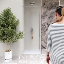 Saniverre Receveur de douche HIEMAL INOX 80 x 160 cm résine Blanc aspect ardoise + bonde inox incluse -* Receveur De Douche