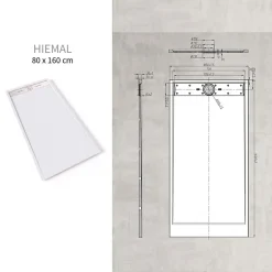 Saniverre Receveur de douche HIEMAL INOX 80 x 160 cm résine Blanc aspect ardoise + bonde inox incluse -* Receveur De Douche