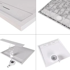 Saniverre Receveur de douche HIEMAL 80 x 150 cm résine Blanc aspect ardoise + bonde incluse -