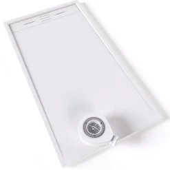 Saniverre Receveur de douche HIEMAL 80 x 150 cm résine Blanc aspect ardoise + bonde incluse -