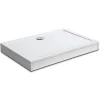 AICA Sanitaire Receveur de douche italienne 110x80cm blanc, extra-plat, Bac à douche avec le kit de plinthe, 8 pieds, bonde de douche et siphon