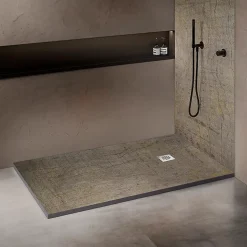 Onbath'S Receveur de douche pierre naturelle ardoise claire 120x90 cm extra plat grille carrée* Receveur De Douche