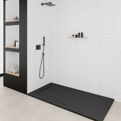 Saniverre Receveur de douche POLAR noir extra-plat effet pierre 80 x 160 cm + bonde* Receveur De Douche