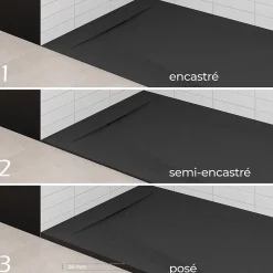 Saniverre Receveur de douche POLAR noir extra-plat effet pierre 80 x 160 cm + bonde* Receveur De Douche
