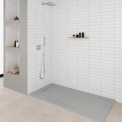Saniverre Receveur de douche POLAR gris extra-plat effet pierre 80 x 120 cm + bonde* Receveur De Douche