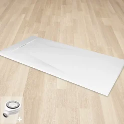 Saniverre Receveur de douche POLAR blanc extra-plat effet pierre 80 x 120 cm + bonde* Receveur De Douche