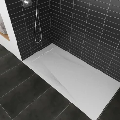 Saniverre Receveur de douche POLAR blanc extra-plat effet pierre 80 x 120 cm + bonde* Receveur De Douche