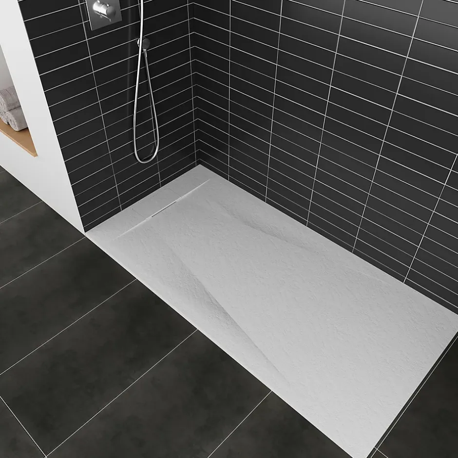 Saniverre Receveur de douche POLAR blanc extra-plat effet pierre 80 x 120 cm + bonde* Receveur De Douche