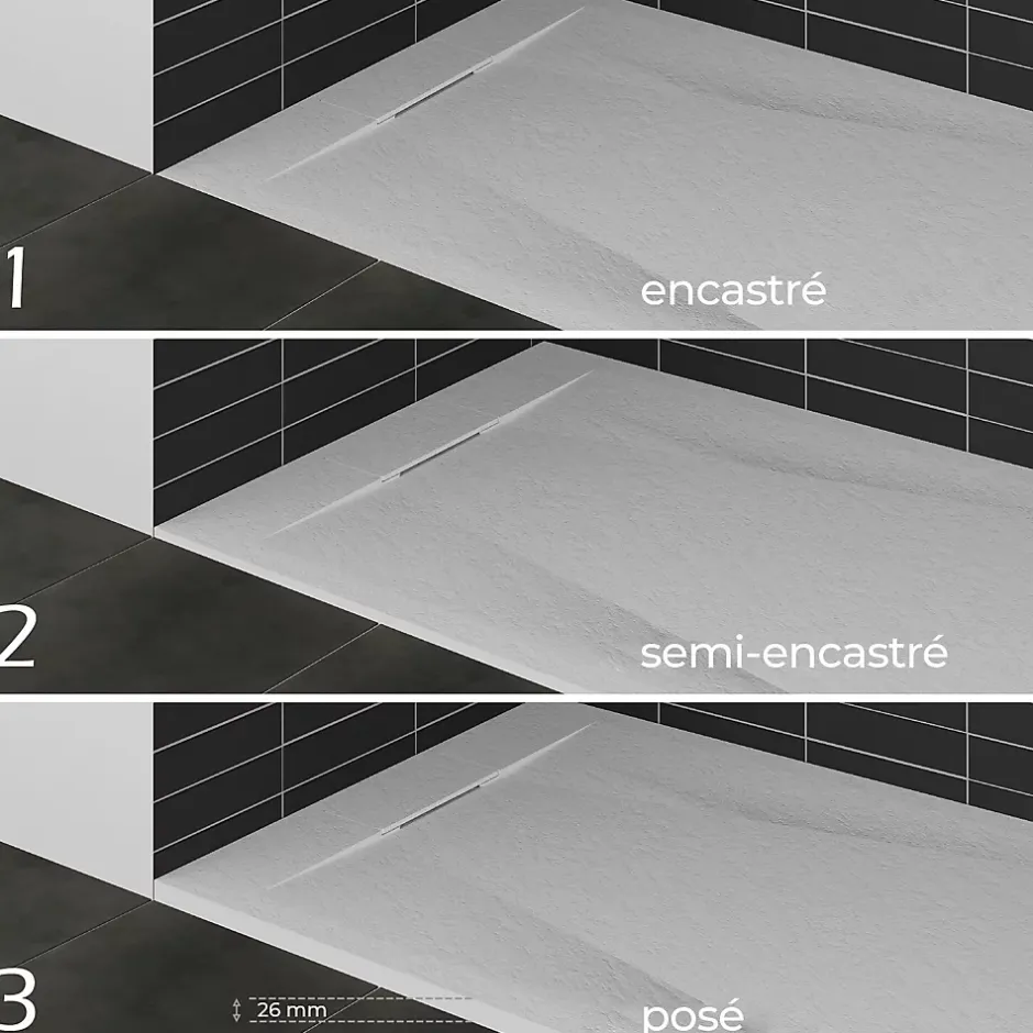 Saniverre Receveur de douche POLAR blanc extra-plat effet pierre 80 x 120 cm + bonde* Receveur De Douche