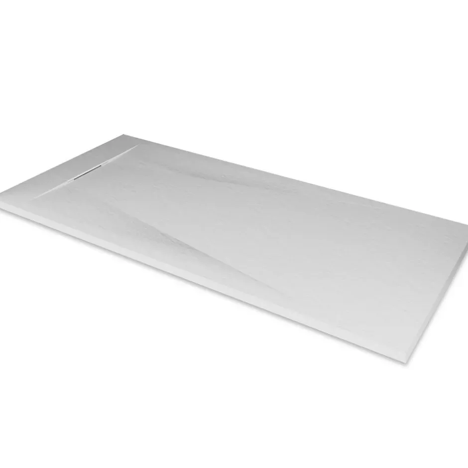 Saniverre Receveur de douche POLAR blanc extra-plat effet pierre 80 x 120 cm + bonde* Receveur De Douche