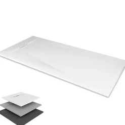 Saniverre Receveur de douche POLAR blanc extra-plat effet pierre 80 x 120 cm + bonde* Receveur De Douche
