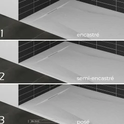 Saniverre Receveur de douche POLAR blanc extra-plat effet pierre 80 x 160 cm + bonde