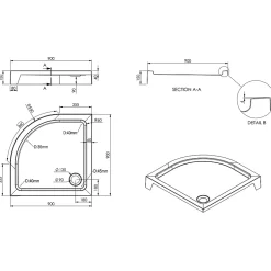 Receveur de douche quart de cercle à poser 90 x 90 cm, Dommel* Receveur De Douche