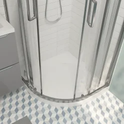 GoodHome Receveur de douche quart de cercle 80 x 80 cm, résine, blanc, Cavally