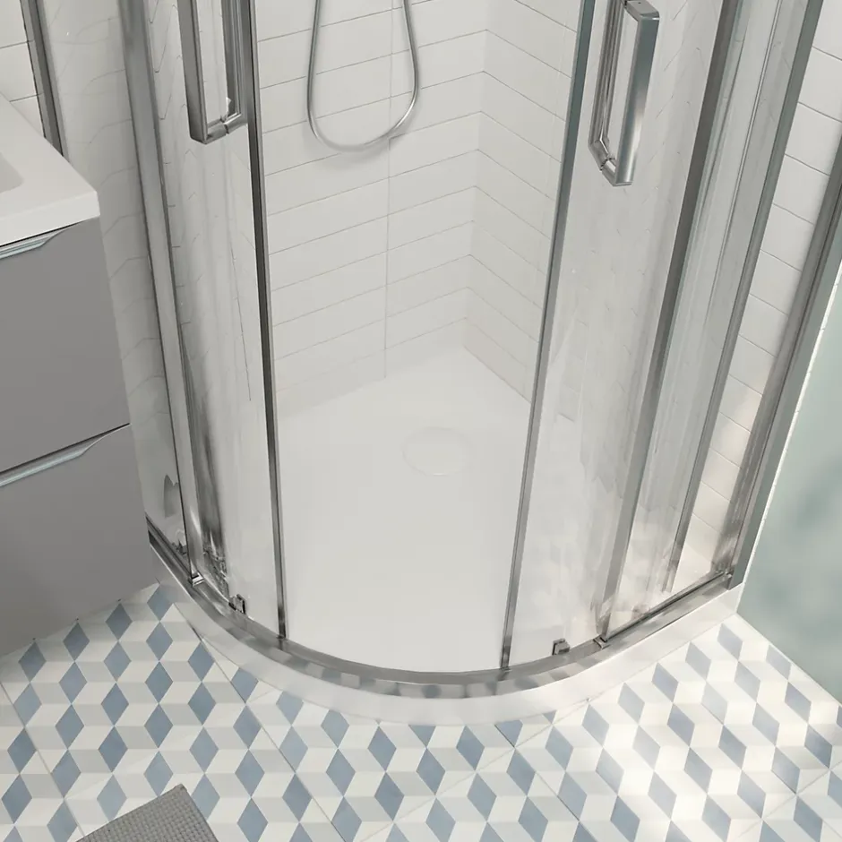 GoodHome Receveur de douche quart de cercle 80 x 80 cm, résine, blanc, Cavally