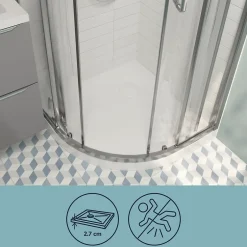 GoodHome Receveur de douche quart de cercle 80 x 80 cm, résine, blanc, Cavally