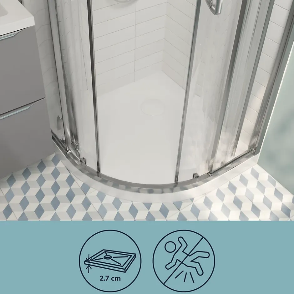 GoodHome Receveur de douche quart de cercle 80 x 80 cm, résine, blanc, Cavally