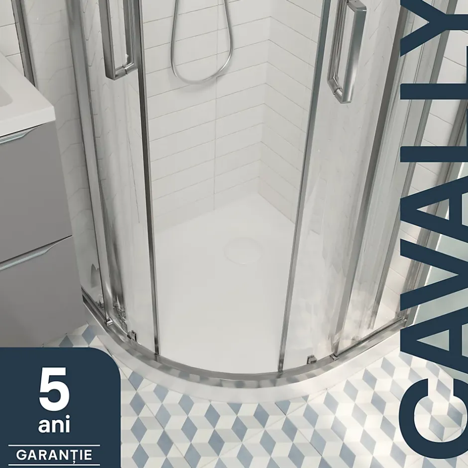 GoodHome Receveur de douche quart de cercle 80 x 80 cm, résine, blanc, Cavally