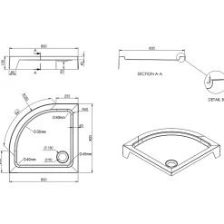 Receveur de douche quart de cercle à poser 80 x 80 cm, Dommel* Receveur De Douche