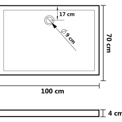 Vidaxl Receveur de douche rectangulaire ABS Noir 70x100 cm
