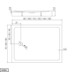 Otitec Receveur de Douche Rectangle - 90 x 100 x 11,5 cm - Noir Effet Pierre - avec Siphon OFFERT - MOON STONE