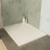 Homesight Receveur de douche rectangulaire en béton, 100 x 80 cm, blanc,