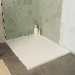 Homesight Receveur de douche rectangulaire en béton, 100 x 80 cm, blanc,