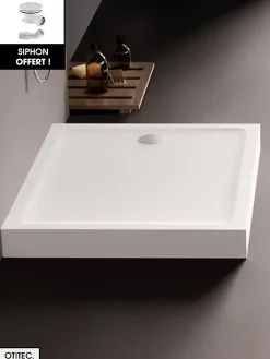 Otitec Receveur de Douche Rectangle - 90 x 140 x 11,5 cm - Blanc - avec Siphon OFFERT - MOON