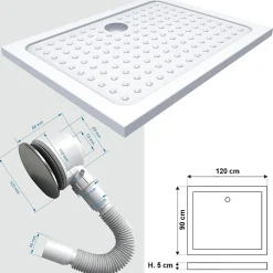 Saniverre Receveur de douche SANA + bonde 90 x 120 cm blanc -