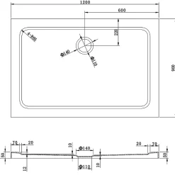 Saniverre Receveur de douche SANA + bonde 90 x 120 cm blanc -