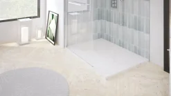 Ayor Bathroom Receveur de douche 90x160 cm extra plat, résine et minéral, marbre blanc, Nola