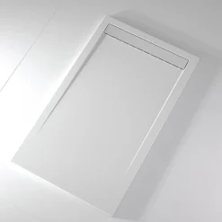Stano Receveur de douche 80x170 cm extra plat CLEVER en resine surface ardoisee blanc