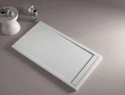 Stano Receveur de douche 80x170 cm extra plat CLEVER en resine surface ardoisee blanc
