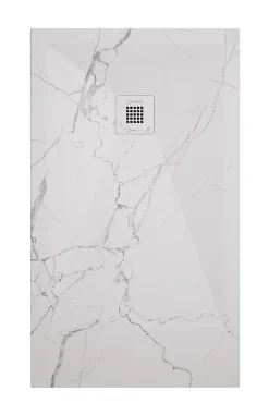 Ayor Bathroom Receveur de douche 80x180 cm extra plat, résine et minéral, marbre blanc, Nola