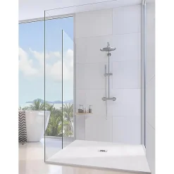 Receveur de Douche 90X175 cm Ligne Vulcano Fin Blanc en Résine Synthétique et Poudre de Marbre Avec Drain Libre FRASCIO