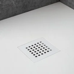 Kiamami Valentina Receveur De Douche 90X70 En Résine Blanche, Avec Douchette En Acier Assortie Muse* Receveur De Douche