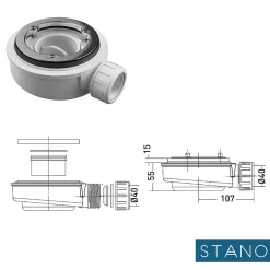 Stano Receveur de douche 90x170cm extra plat MADISON en resine surface ardoisee beton