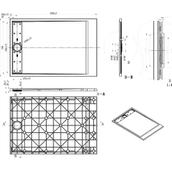Essebagno Receveur Résine 120 x 80 Façon Ardoise Noir