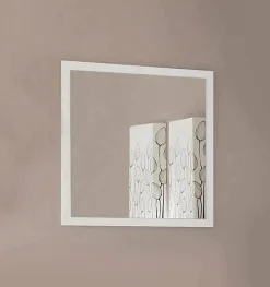 Dmora Rino Mirror, Miroir de salle de bain, 100% Made in Italy, 60x2h60 cm, Blanc brillant* Miroir Simple