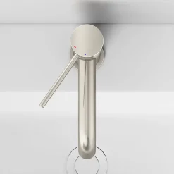Dileci Robinet à bec court - Nickel brossé,Chrome -