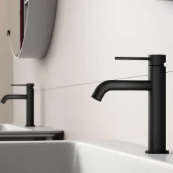 Dileci Robinet à bec court pour salle de bain couleur noir mat -* Robinet Lave-Mains
