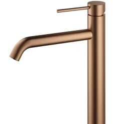 Dileci Robinet à bec haut 30 cm, Finition cuivre brossé (Rose Gold)