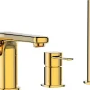 Invena Robinet 3 Trous Doré Poignée Douche Mitigeur Salle De Bain Faible Encombrement