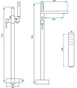 Rea Robinet autoportant Flores Chrome* Robinet Lave-Mains