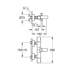 Grohe Robinet bain douche thermostatique Grohtherm 800 Cosmopolitan 1/2* Robinet De Baignoire