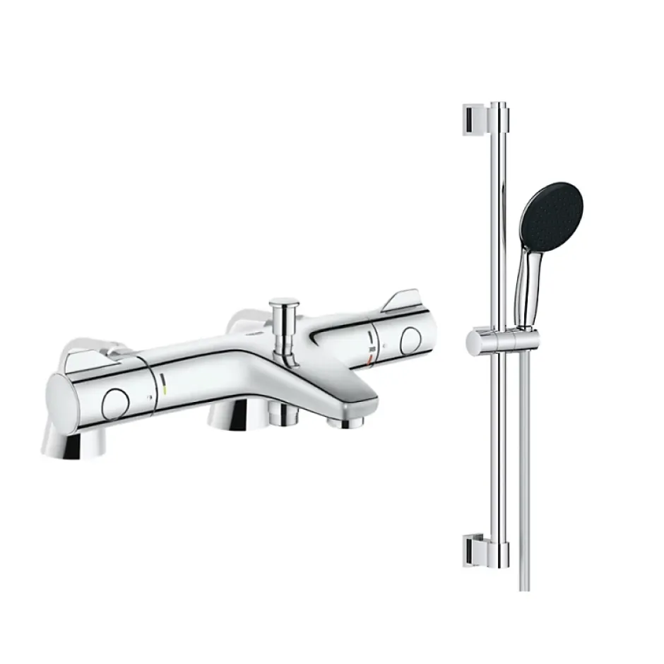 Grohe Robinet bain thermostatique Grohtherm 800 avec ensemble de douche 2 jets et colonnettes* Robinet De Baignoire