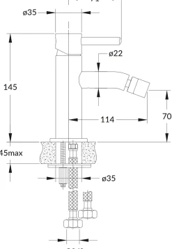 Omnires Robinet Bidet Mitigeur Lavabo Or Monocommand