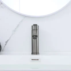 Dileci Robinet compact pour salle de bain couleur gris métallisé -